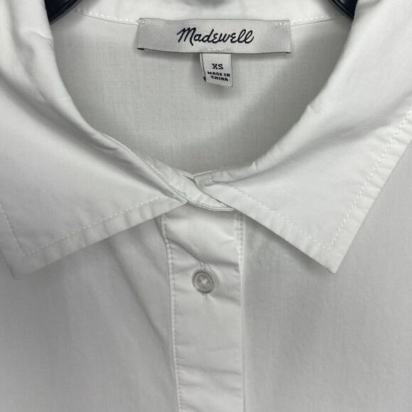 MADEWELL Shirt Dress Women XS Button Front Mini Cotton Poplin Crisp White NS126 - Picture 11 of 13
